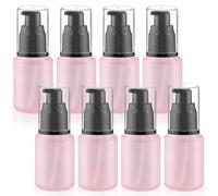 Lot de 8 flacons vides en verre dépoli de 30 ml avec tête de pompe en plastique pour produits de toilette, fond de teint, crème, échantillons cosmétiques - Rose
