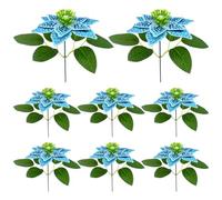 Lot de 8 fleurs artificielles 3D bleues, kit d'art diamant de bureau DIY pour la décoration de la maison pour adultes
