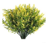 Lot de 8 fleurs artificielles pour décoration réaliste pour jardins, patios et allées (jaune)