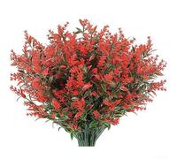 Lot de 8 fleurs artificielles pour décoration réaliste pour jardins, patios et allées (rouge)