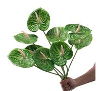 Lot de 8 fleurs d'anthurium artificielles au toucher réaliste pour décoration de table, arrangement de mariage, festival, arrangement floral, vert