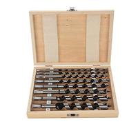 Lot de 8 forets à levier hexagonaux avec boîtier en bois, 230mm Foret À Bois Set en Acier Au Carbone Spiral Trou Cutter Outil À Bois Kit