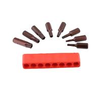 Lot de 8 forets de sécurité Torx TS8-TS40 en acier trempé de 2,5 cm avec support rouge, pour réparation électronique automobile