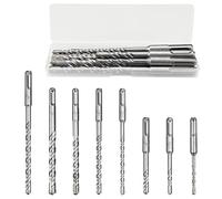 Lot de 8 forets SDS Plus pour marteau électrique à percussion - Forets cruciformes standard - Pour béton, maçonnerie, céramique, carrelage, pierre, métal, bois, plastique (5 mm-12 mm, argent)