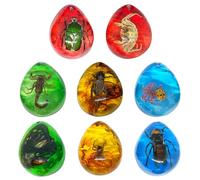 Lot de 8 fossiles d'ambre insectes, pendentifs en fossile ambre, divers exemplaires d'insectes, insectes conservés dans de la résine, jouets éducatifs pour enfants et collections scientifiques -