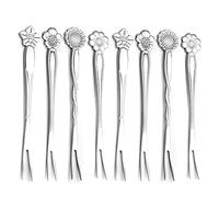 Lot de 8 fourchettes à dessert en forme de fleur en acier inoxydable de 12 cm - Petite taille - Fourchettes à dessert pour salade, bistrot, cocktail, apéritif - Pour banquet, fête, fruits de mer