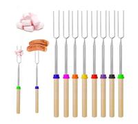 Lot de 8 fourchettes Marshmallow Brochette,Fourchette Barbecue Télescopique,Brochettes Télescopiques Acier Inoxydable,pour barbecue, feu de camp, pique-nique, cheminée