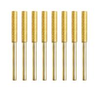 Lot de 8 fraises cylindriques diamantées de 4 mm for affûtage de tronçonneuse, limes à pierre, outils d'affûtage, de sculpture et de meulage(4.0mm-gold)