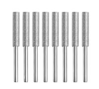 Lot de 8 fraises cylindriques diamantées de 4 mm for affûtage de tronçonneuse, limes à pierre, outils d'affûtage, de sculpture et de meulage(4.8mm-silver)