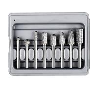 Lot de 8 fraises rotatives en carbure de tungstène à double coupe, tige de 1/4'', for meuleuse