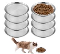Lot de 8 gamelles plates pour chat en acier inoxydable : 14 cm Gamelle pour chat avec de larges moustaches Anti-chute Gamelle plate pour petits chiens et chats