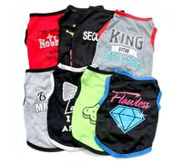 Lot de 8 Gilets d ' été pour Chiens, vêtements légers et Respirants en Polyester pour Animaux de Compagnie, Chemises Fines et rafraîchissantes imprimées drôles