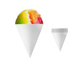 Lot de 8 Gobelets à Cône de Neige Réutilisables, 10,3 x 8 cm en Plastique Blanc pour Glace Pilée Sirop de Glace Pilée Jus Compatibles avec la Machine à Cône de Neige Nostalgia et Cuisinart