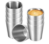 Lot de 8 gobelets en acier inoxydable - 450 ml - Double paroi empilable - Isolation sous vide - En métal - Pour le café, le thé, le lait