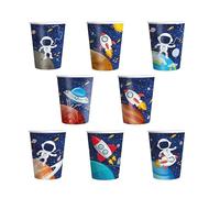 Lot de 8 gobelets en carton « Cosmos » pour anniversaire d'enfant et fête à thème | Contenance 220 ml | Gobelets Fête Enfants Fête Astronaute Espace
