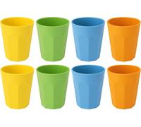 lot de 8 gobelets en plastique - 300 ml - incassables - 4 couleurs (jaune, orange, bleu, vert) - lavables au lave-vaisselle - polypropylène - réutilisables