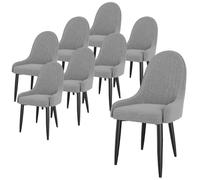 Lot de 8 grandes chaises de salle à manger avec pieds en métal pour cuisine, salon et chambre à coucher, idéales pour les salles à manger et les zones de réception Gris
