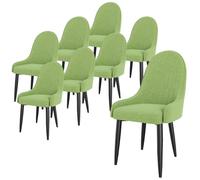Lot de 8 grandes chaises de salle à manger vertes avec pieds en métal noir - Pour cuisine et salon, salle à manger, chambre et réception, vert