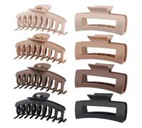 Lot de 8 grandes pinces à cheveux pour femme - 10,9 cm - Cheveux fins et bouclés - Grandes pinces banane mates
