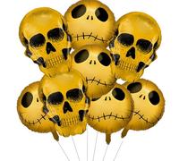 Lot de 8 grands ballons en aluminium motif tête de mort pour décorations de fête d'Halloween et d'anniversaire