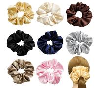 Lot de 8 grands élastiques à cheveux en tissu très élastique pour femme, élastiques simples pour queue de cheval, élastiques doux, grands élastiques simples et élégants