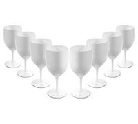 Lot de 8 grands verres à vin blanc incassables réutilisables en plastique polycarbonate (310 ml à hauteur du bord 18,8 cm, diamètre maximum 8,1 cm) Alternative réaliste au verre - Fabriqué au