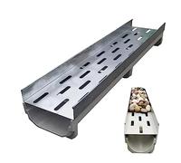Lot de 8 grilles de vidange robustes en acier inoxydable de 1 m pour les eaux pluviales Idéal pour le jardin et la terrasse Hauteur 15 cm et 25 cm Durable et résistant à la corrosion