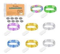 Lot de 8 Guirlande Lumineuse à Piles, 2M 20LED LED Fée Chaîne Lumières Étanche Guirlande Noel Sapin Guirlande de Lumière pour Chambre Mariage Soirée Jardin (6 Couleurs)