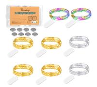 Lot de 8 Guirlande Lumineuse à Piles, 2M 20LED LED Fée Chaîne Lumières Étanche Guirlande Noel Sapin Guirlande de Lumière pour Chambre Mariage Soirée Jardin (3 Couleurs)