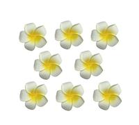 Lot de 8 Hawaiian Fleur Plumeria Fleurs Artificielles Frangipanier en Mousse, Pour Nuptiale Nuptiale Plage Décoration Cheveux Barrette, 7 cm, Blanc