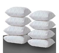 Lot de 8 housses de coussin blanches, hypoallergéniques avec fermeture éclair, taies d'oreiller matelassées, lavables en machine, anti-poussière et anti-acariens - 50 x 75 cm