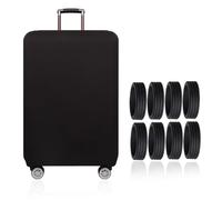 Lot de 8 housses de protection élastiques pour valise, en silicone, lavable, noir, de 56 à 61 cm, Noir , 66*58cm, Housse de valise élastique
