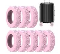 Lot de 8 housses de roue imperméables en silicone pour valise, rose bonbon | Housse de protection silencieuse pour spinner - Design de voyage - Avec fonction de réduction du bruit - Accessoire de bagage