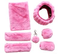 Lot de 8 housses en peluche pour volant, changement de vitesse et frein à main, conçues pour s'adapter aux volants de 35 à 39 cm de diamètre, offre chaleur et meilleur contrôle (rose)