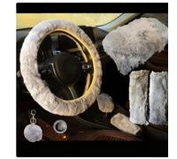 Lot de 8 housses en peluche pour volant, changement de vitesse et frein à main, conçues pour s'adapter aux volants de 35 à 39 cm de diamètre, offrent chaleur et meilleur contrôle (gris)