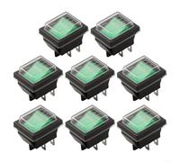 Lot de 8 interrupteurs à bascule étanches avec indicateur lumineux vert 4 broches pour applications électroniques et automobiles