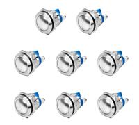 Lot de 8 interrupteurs à bouton poussoir momentané étanche en métal pour moteurs de voiture, sonnette, interrupteur d'alimentation, bornes à vis rondes, boîtier en métal, bornes à vis rondes hautes