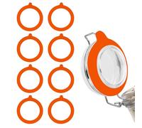 Lot de 8 joints d'étanchéité en caoutchouc pour bocaux de conservation en silicone orange doux rechange pour bocaux avec couvercle Mason Jar