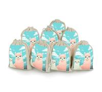 Lot de 8 jolis bouquets d'alpaga en coton et chanvre avec cordon de serrage réutilisables pour mariage, bricolage, fête (12 x 17 cm)
