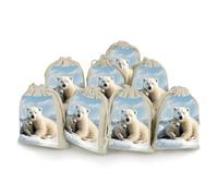 Lot de 8 jolis bouquets d'ours polaires en coton et chanvre avec cordon de serrage réutilisables pour mariage, bricolage, fête (12 x 17 cm)