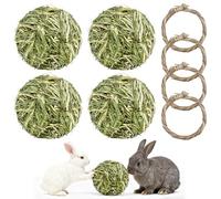 Lot de 8 jouets à mâcher pour lapin, cochon d'Inde, balle d'herbe en foin naturel et anneau pour plantes aquatiques, jouets à mâcher pour cochons d'Inde, gerbilles, lapins