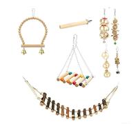 Lot de 8 jouets en bois pour perroquet avec échelle balançoire pour engagement mental et exercice physique en captivité