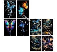 Lot de 8 kits de grattage A4 phosphorescents avec motifs papillon et baleine, cadeaux pour enfants âgés de 6 à 12 ans, adolescents et adultes