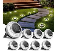 Lot de 8 Lampe Solaire Au Sol, IP65 Waterproof Jardin Eclairage Exterieur Solaire, Lumière Solaire Extérieure Ombre-Lumière, Spot Solaire Extérieur pour Chemins Pelouse Terrasse Piscine,Blanc
