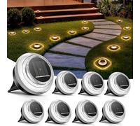 Lot de 8 Lampe Solaire Au Sol, IP65 Waterproof Jardin Eclairage Exterieur Solaire, Lumière Solaire Extérieure Ombre-Lumière, Spot Solaire Extérieur pour Chemins Pelouse Terrasse Piscine,Blanc Chaud