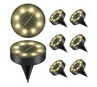 Lot de 8 Lampe Solaire Au Sol pour l'extérieur (blanc chaud), Jardin Exterieur Solaire Etanche Lumiere Solaire à 8 LED (IP68), Spot Solaire Extérieur, Lampes Solaires pour le Jardin, la Pelouse, l'all