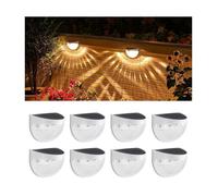 Lot de 8 lampes solaires de clôture, lampes solaires LED sans fil pour jardin, décoration extérieure (blanc chaud)