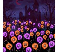 Lot de 8 lampes solaires d'extérieur à 48 LED effrayantes en forme de globe oculaire, 2 modes, étanches, lucioles solaires pour jardin, cour, allée, décorations d'Halloween, violet + orange