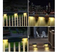 Lot de 8 lampes solaires d'extérieur pour escalier - Étanche - Éclairage LED pour escalier extérieur, marches, cour-NOIR-blanc