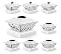 Lot de 8 lampes solaires étanches à 2 modes pour clôture de jardin 4 x 4, 4,5 x 4,5, 5 x 5